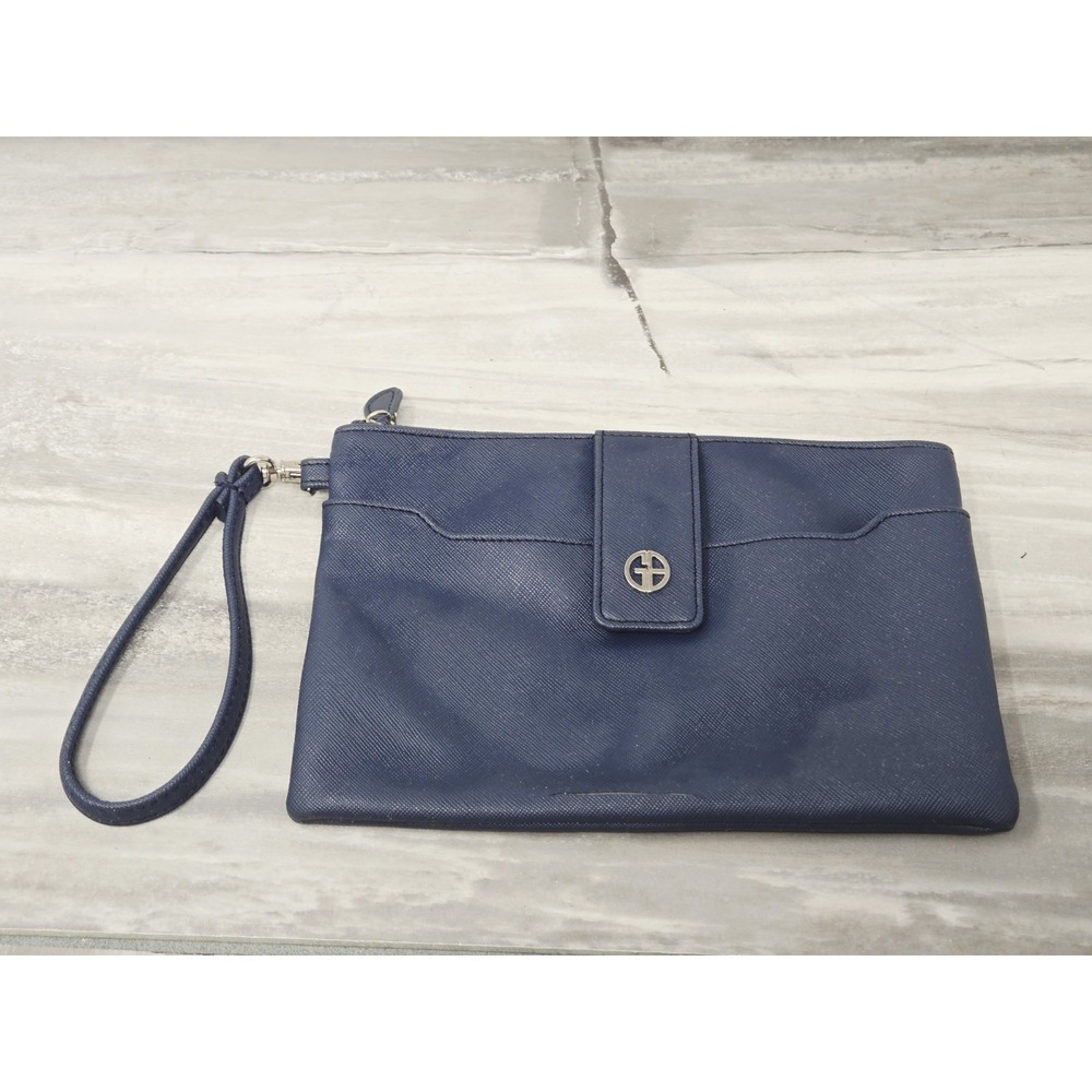 Giani Bernini All In One Wallet Wristlet Blue‎ Leather